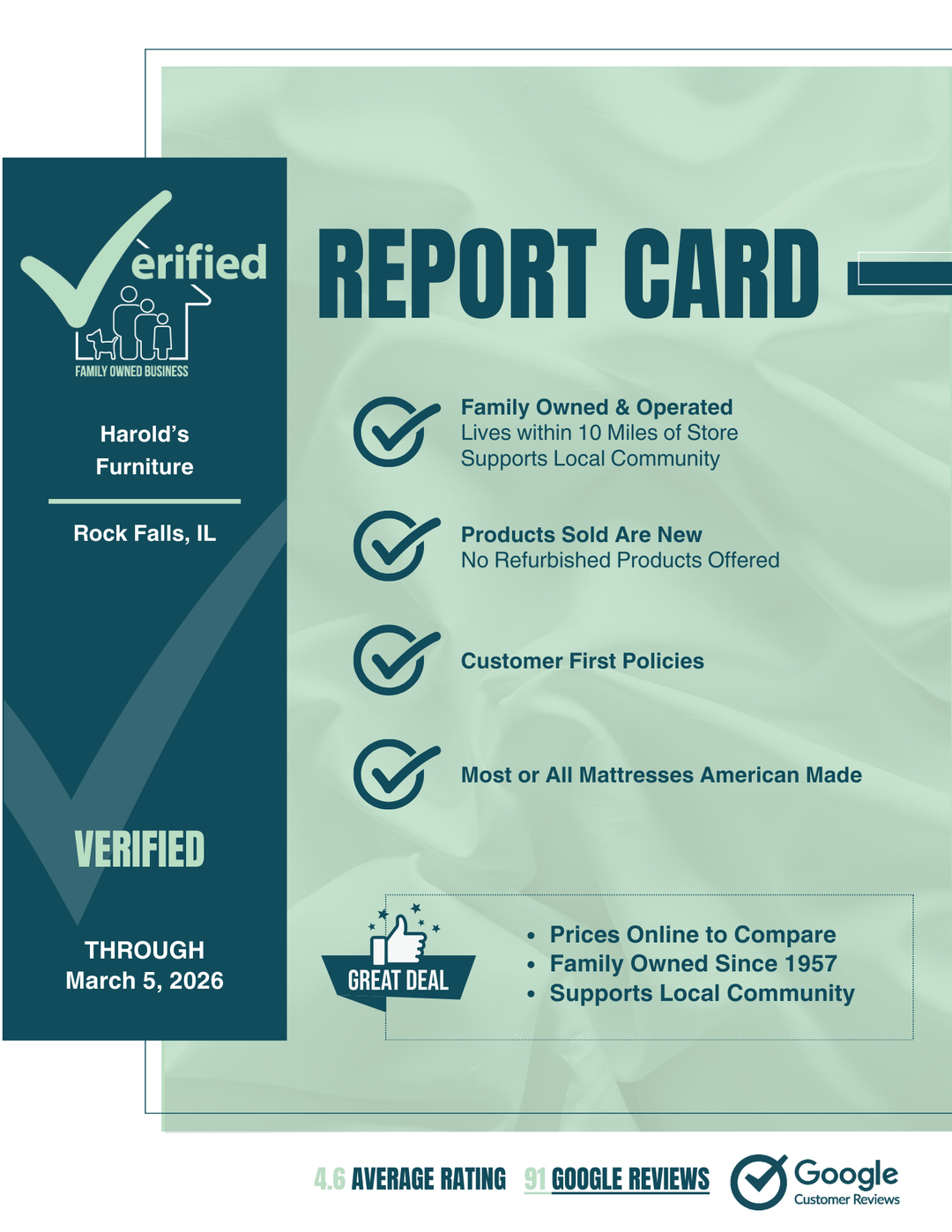 Coupon For Mattresses at Harold's Furniture In Rock Falls, IL